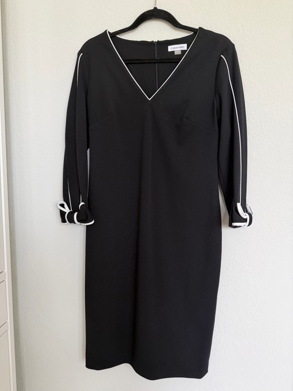 Calvin Klein Black 3/4 Sleeve Bow Cuff Dress